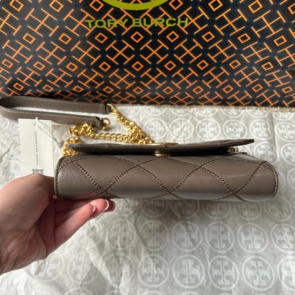 NWT Tory Burch Willa Chain Wallet Crossbody Bag Volcanic Stone